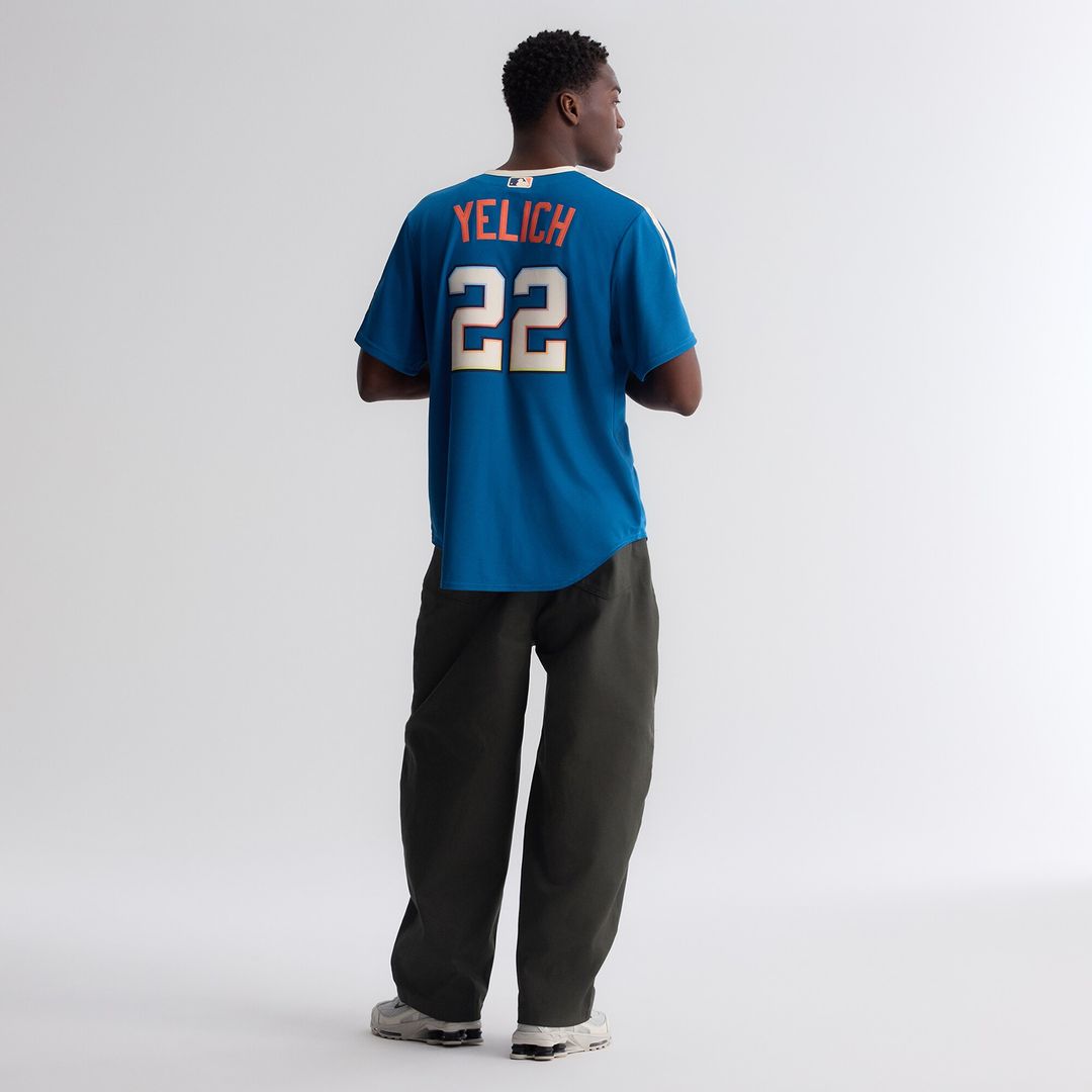 Christian Yelich Milwaukee Brewers Nike 2026 City Connect Stadium Jersey - Mineral Blue Official MLB Team Apparel Baseball Fan Gear