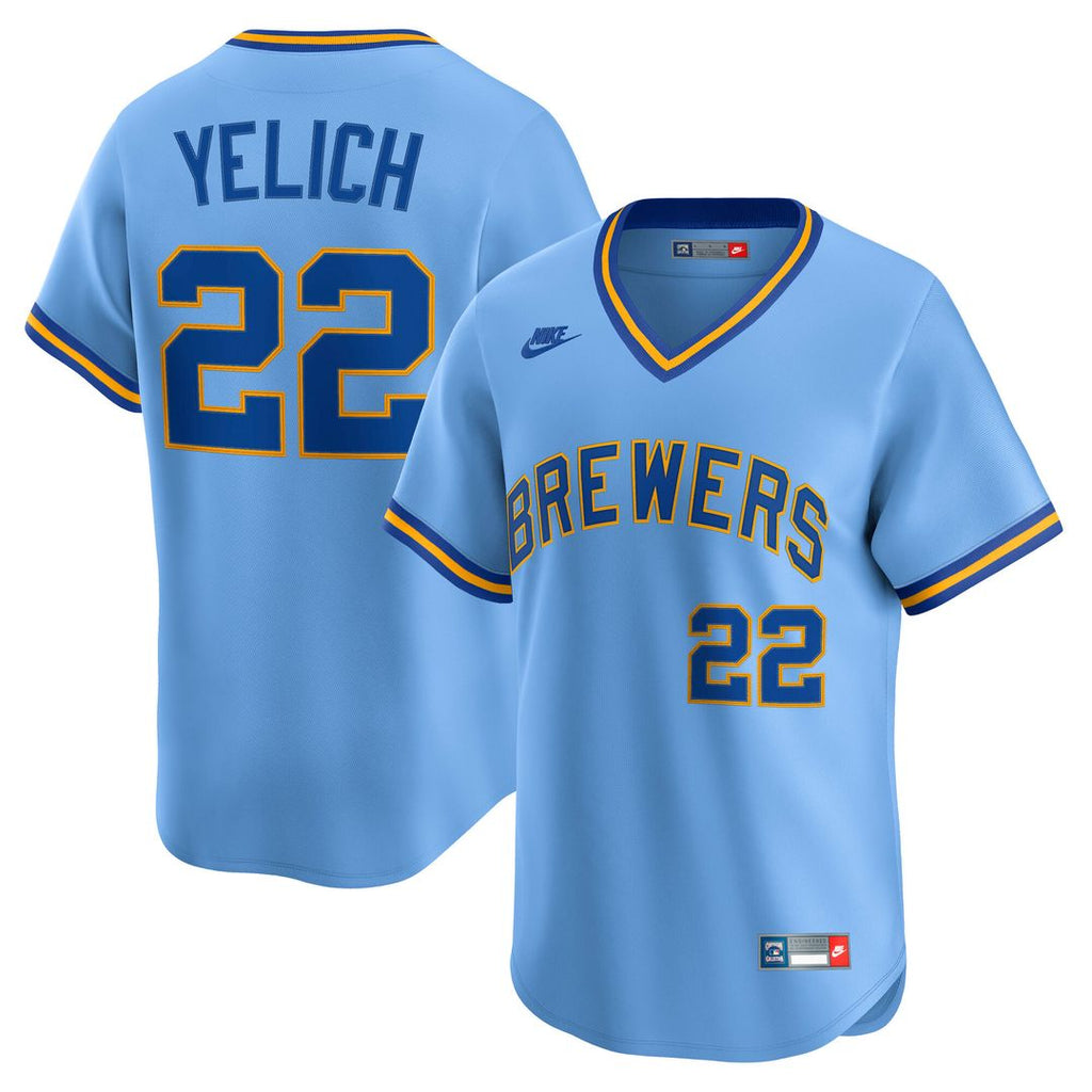 Christian Yelich Milwaukee Brewers Nike Cooperstown Collection Limited Jersey - Powder Blue Official MLB Team Apparel Baseball Fan Gear