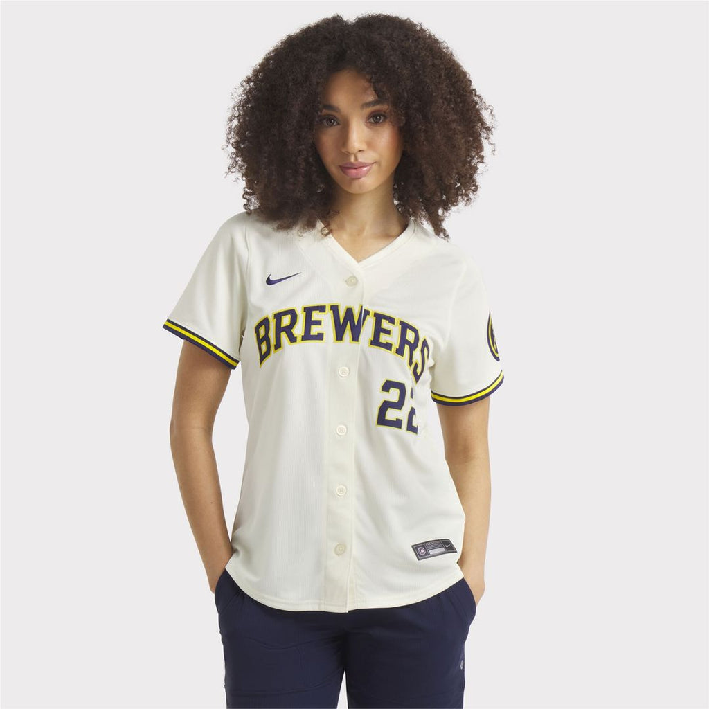 Christian Yelich Milwaukee Brewers Nike Women's Home Limited Player Jersey - Cream Official MLB Team Apparel Baseball Fan Gear