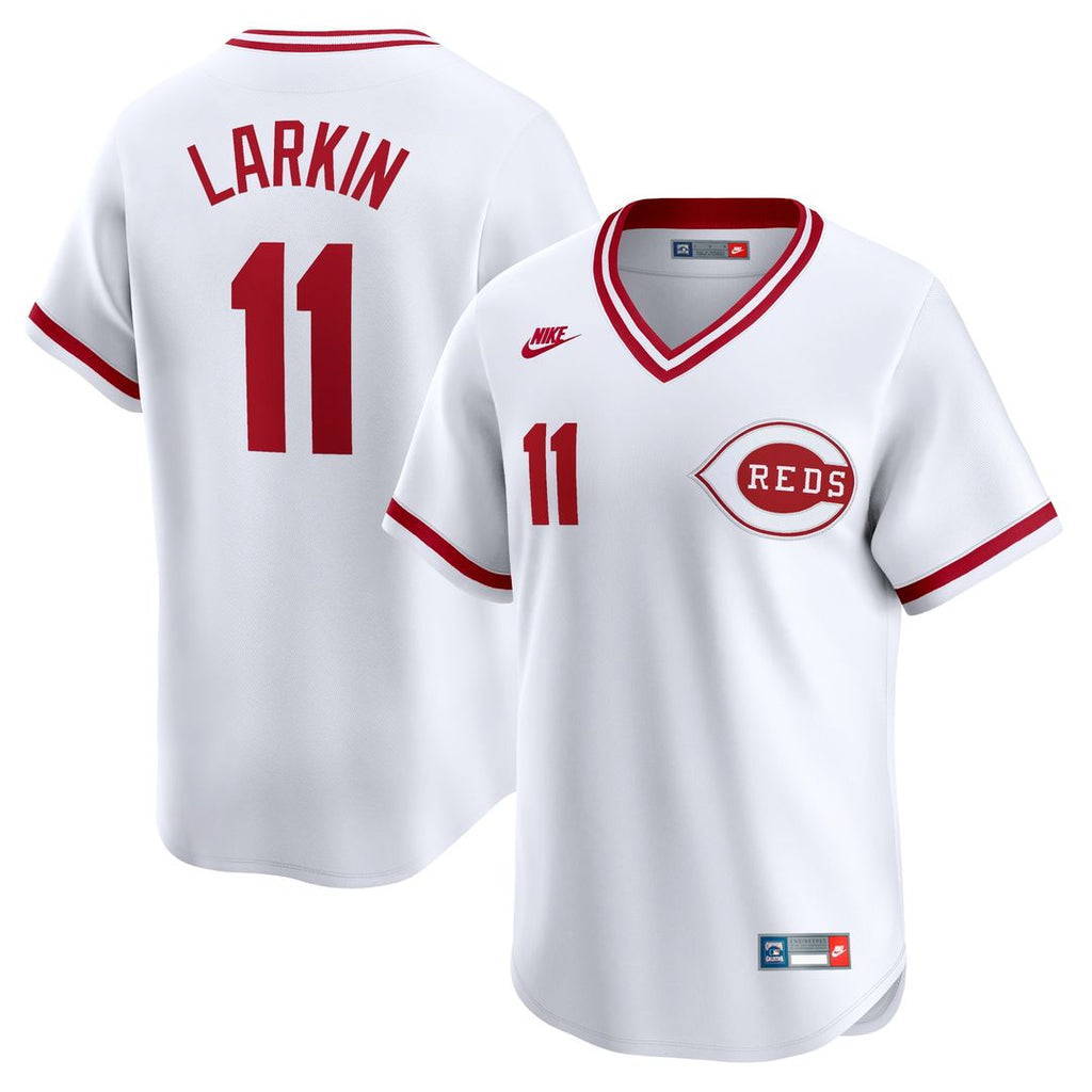 Barry Larkin Cincinnati Reds Nike Throwback Cooperstown Limited Jersey - White Official MLB Team Apparel Baseball Fan Gear