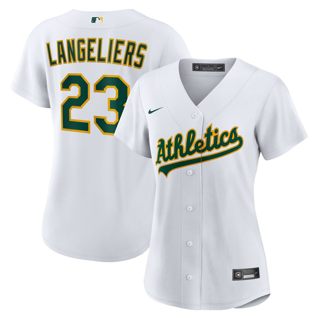 Shea Langeliers Athletics Nike Women's Home Replica Jersey - White Official MLB Team Apparel Baseball Fan Gear