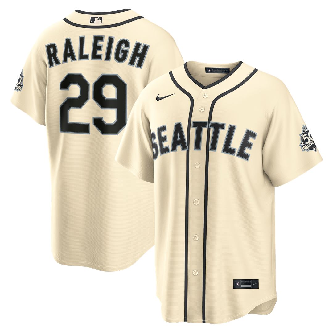 Cal Raleigh Seattle Mariners Nike Alternate 50th Season Patch Stadium Jersey - Teal Official MLB Team Apparel Baseball Fan Gear