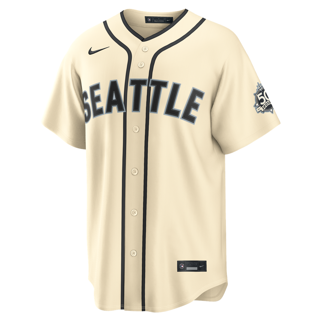 Cal Raleigh Seattle Mariners Nike Alternate Stadium Jersey - Cream Official MLB Team Apparel Baseball Fan Gear