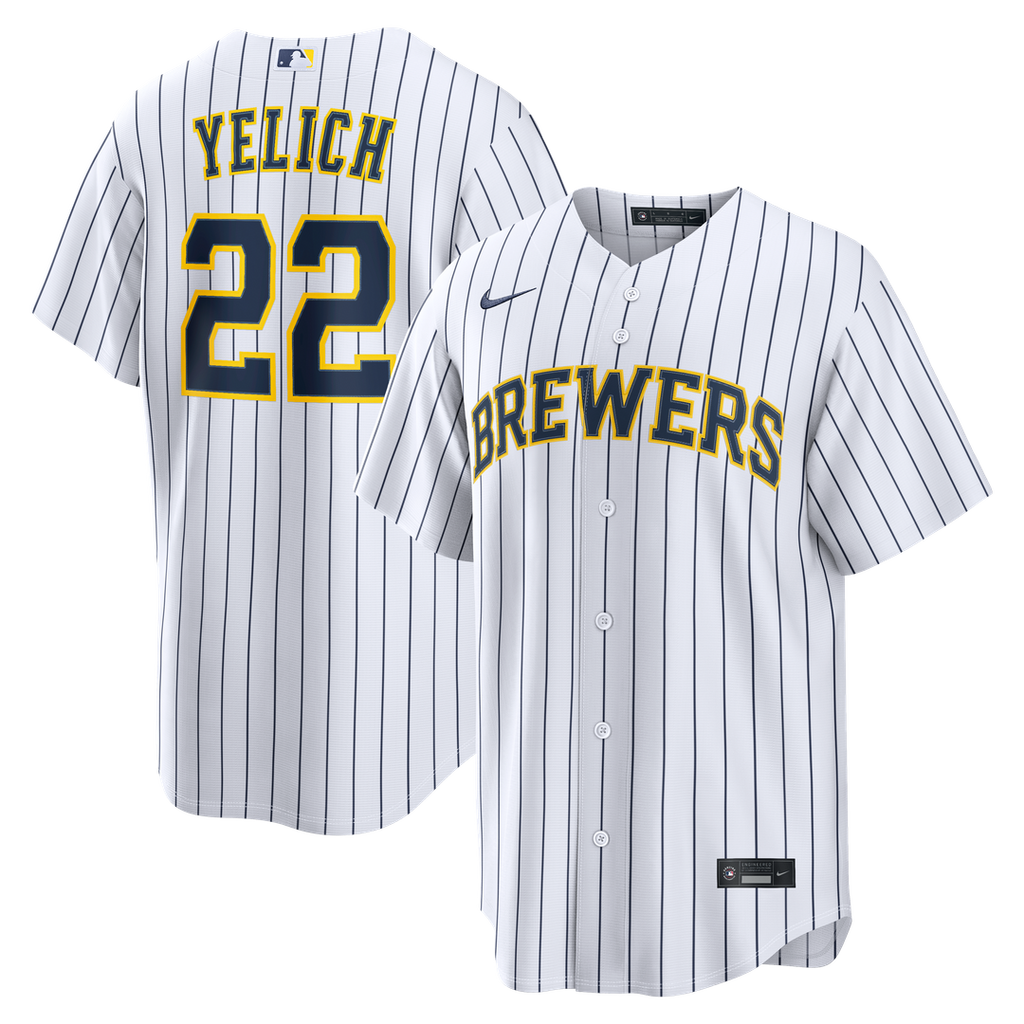 Christian Yelich Milwaukee Brewers Nike Alternate Replica Jersey - White Official MLB Team Apparel Baseball Fan Gear