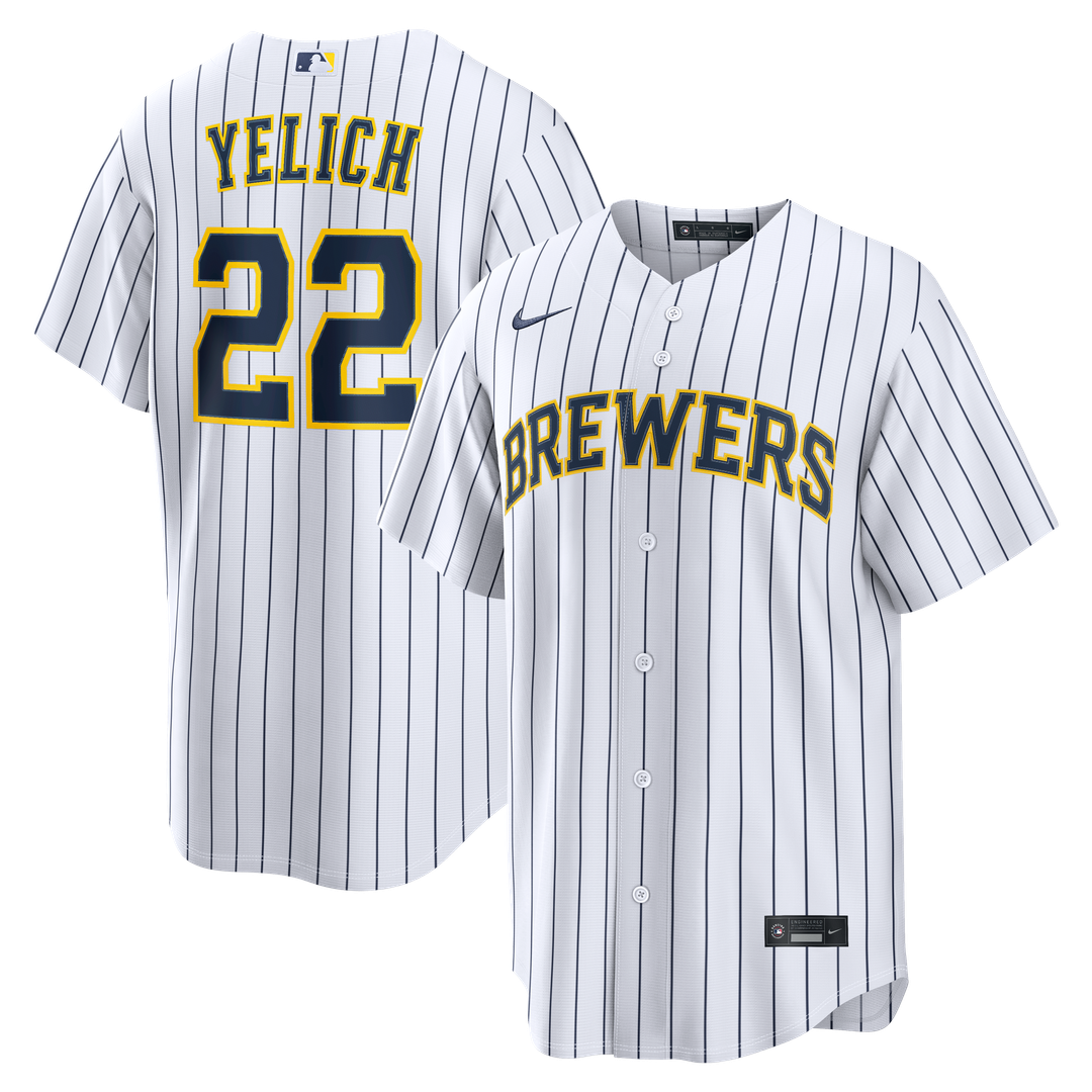 Christian Yelich Milwaukee Brewers Nike Alternate Replica Jersey - White Official MLB Team Apparel Baseball Fan Gear