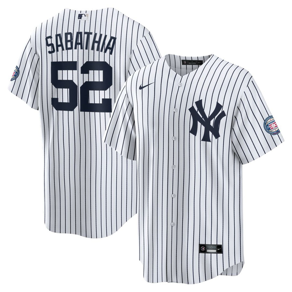 CC Sabathia New York Yankees Nike 2025 Baseball Hall of Fame Name & Number Retired Replica Jersey - White Official MLB Team Apparel Baseball Fan Gear