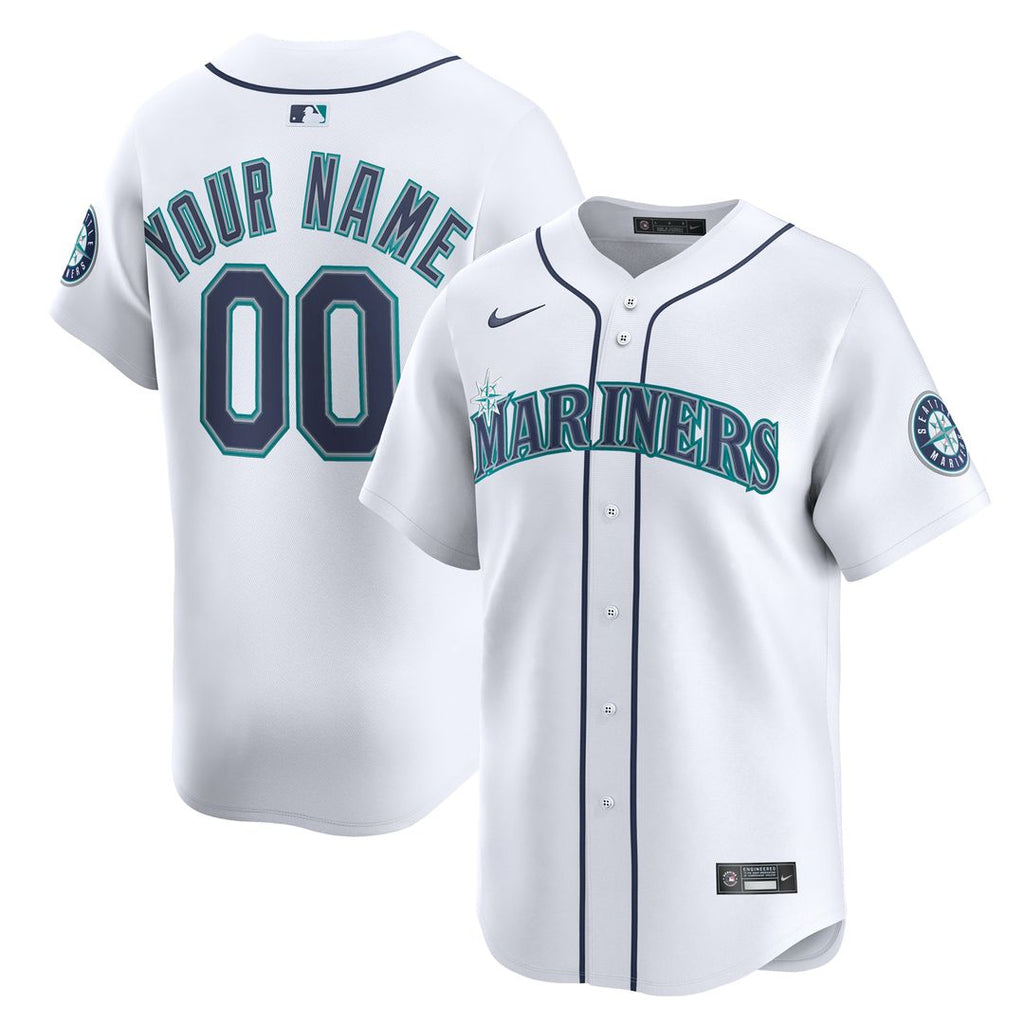 Seattle Mariners Nike Home Limited Custom Jersey - White Official MLB Team Apparel Baseball Fan Gear