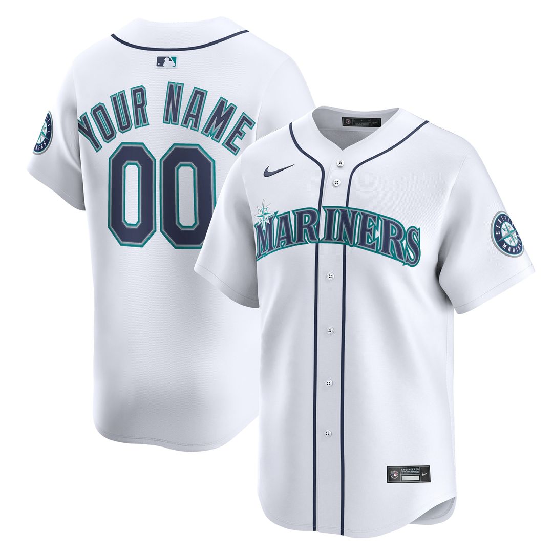Seattle Mariners Nike Home Limited Custom Jersey - White Official MLB Team Apparel Baseball Fan Gear