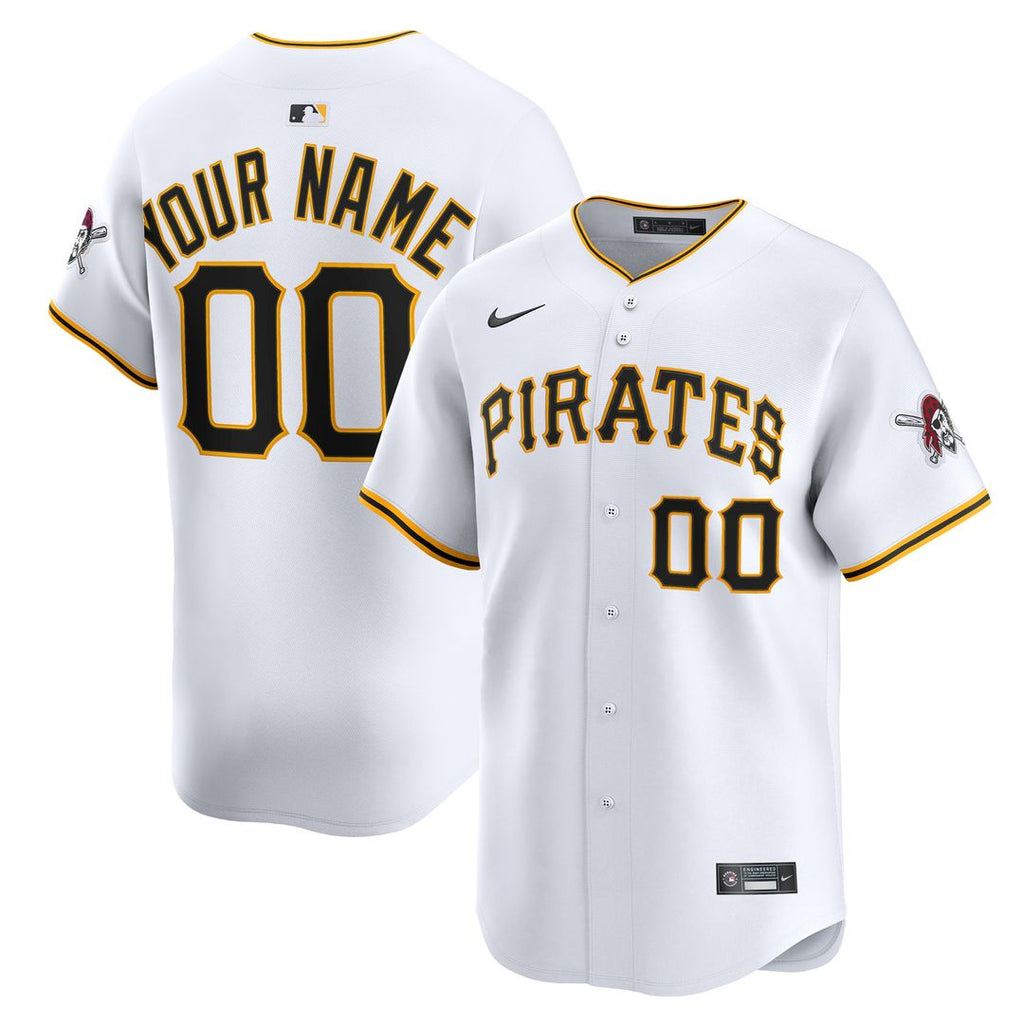 Pittsburgh Pirates Nike Home Limited Custom Jersey - White Official MLB Team Apparel Baseball Fan Gear