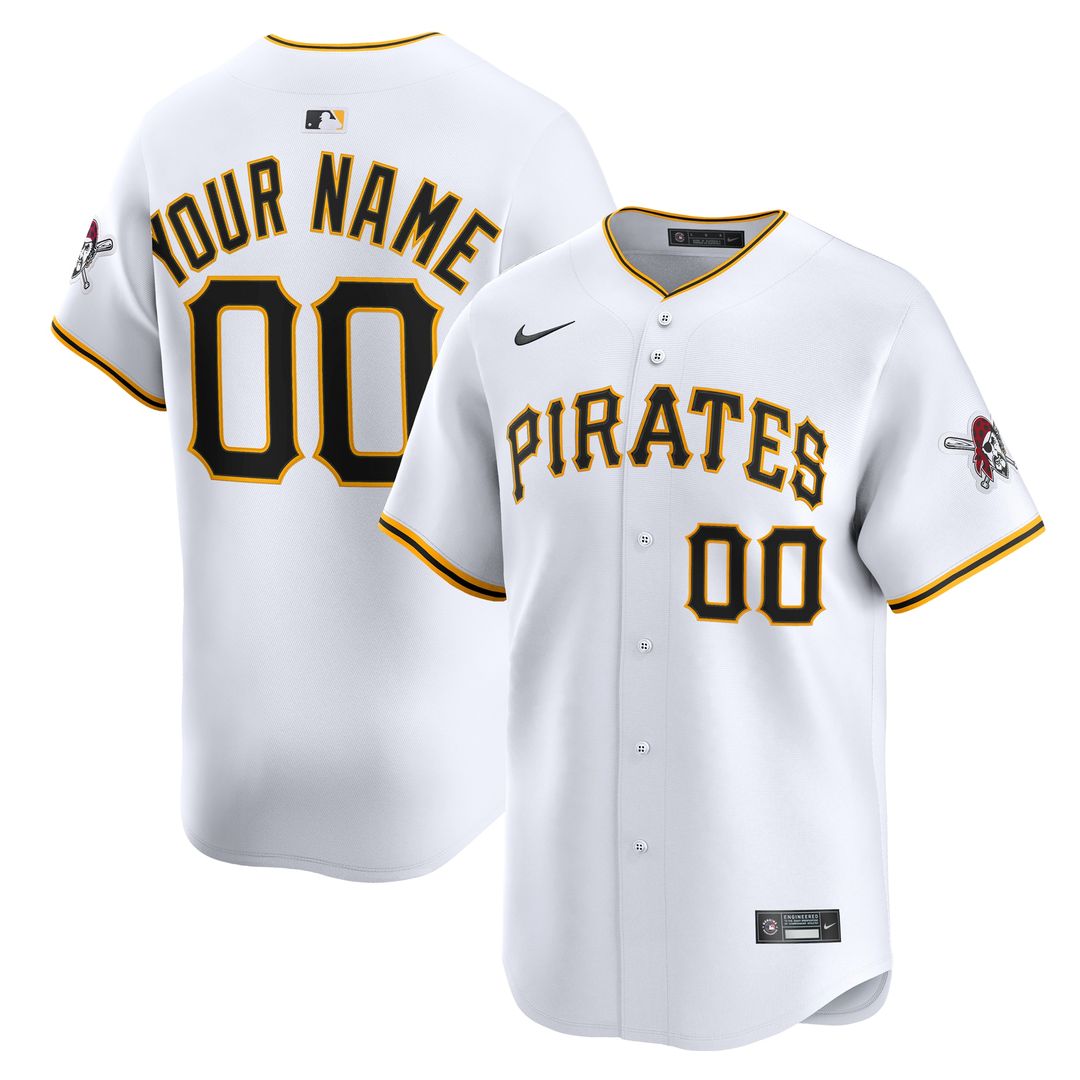 Pittsburgh Pirates Nike Home Limited Custom Jersey - White Official MLB Team Apparel Baseball Fan Gear