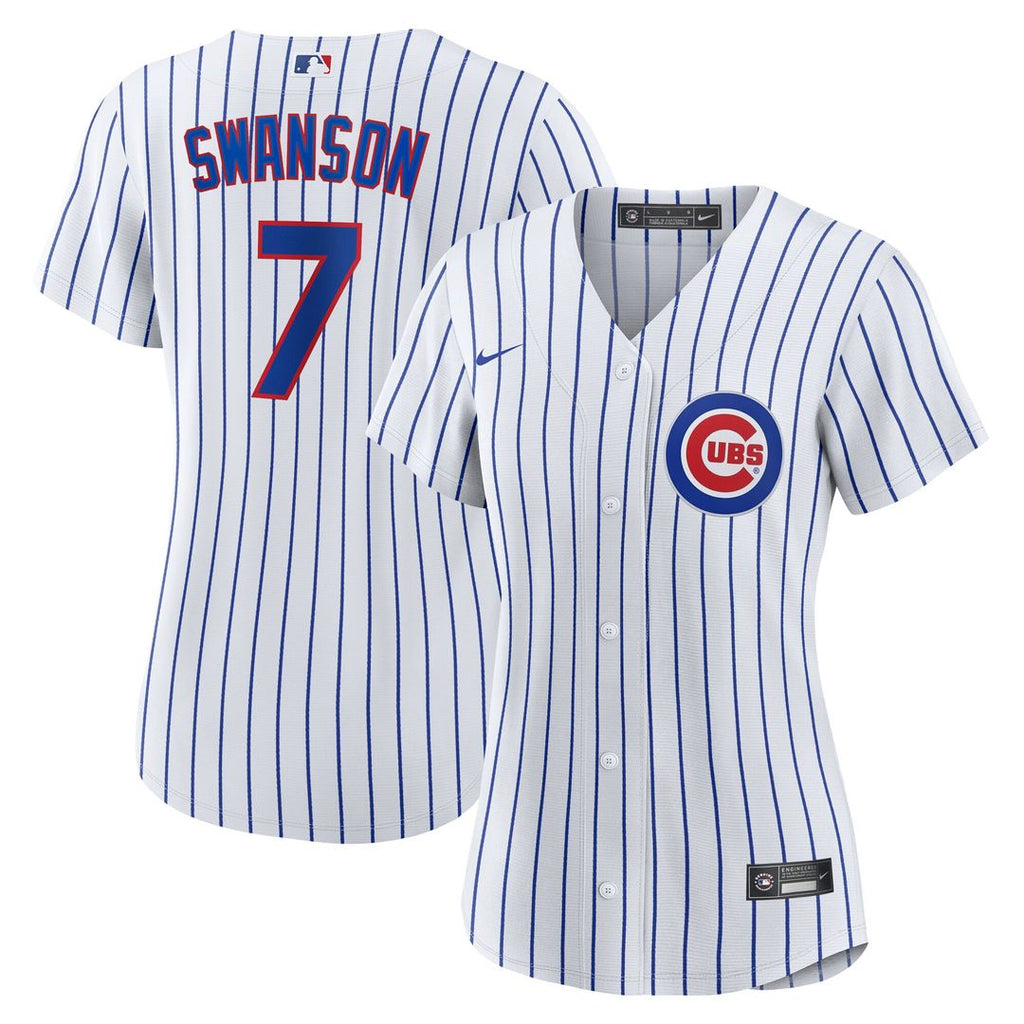 Dansby Swanson Chicago Cubs Nike Women's Home Replica Player Jersey - White/Royal Official MLB Team Apparel Baseball Fan Gear