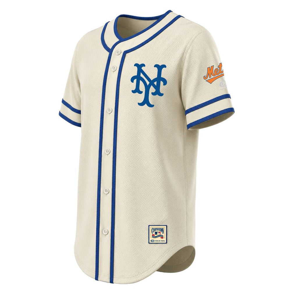 New York Mets Stitches Throwback Fashion Jersey - Natural Official MLB Team Apparel Baseball Fan Gear