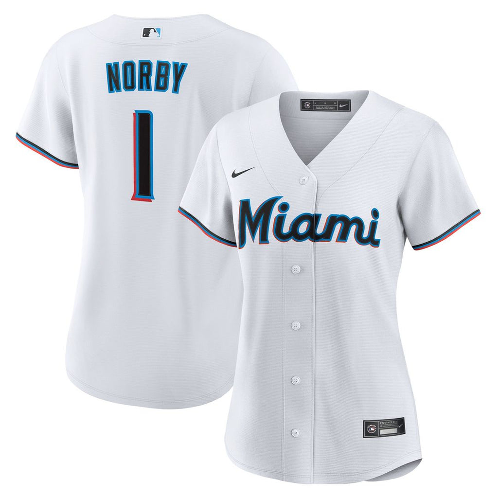 Connor Norby Miami Marlins Nike Women's Home Replica Jersey - White Official MLB Team Apparel Baseball Fan Gear