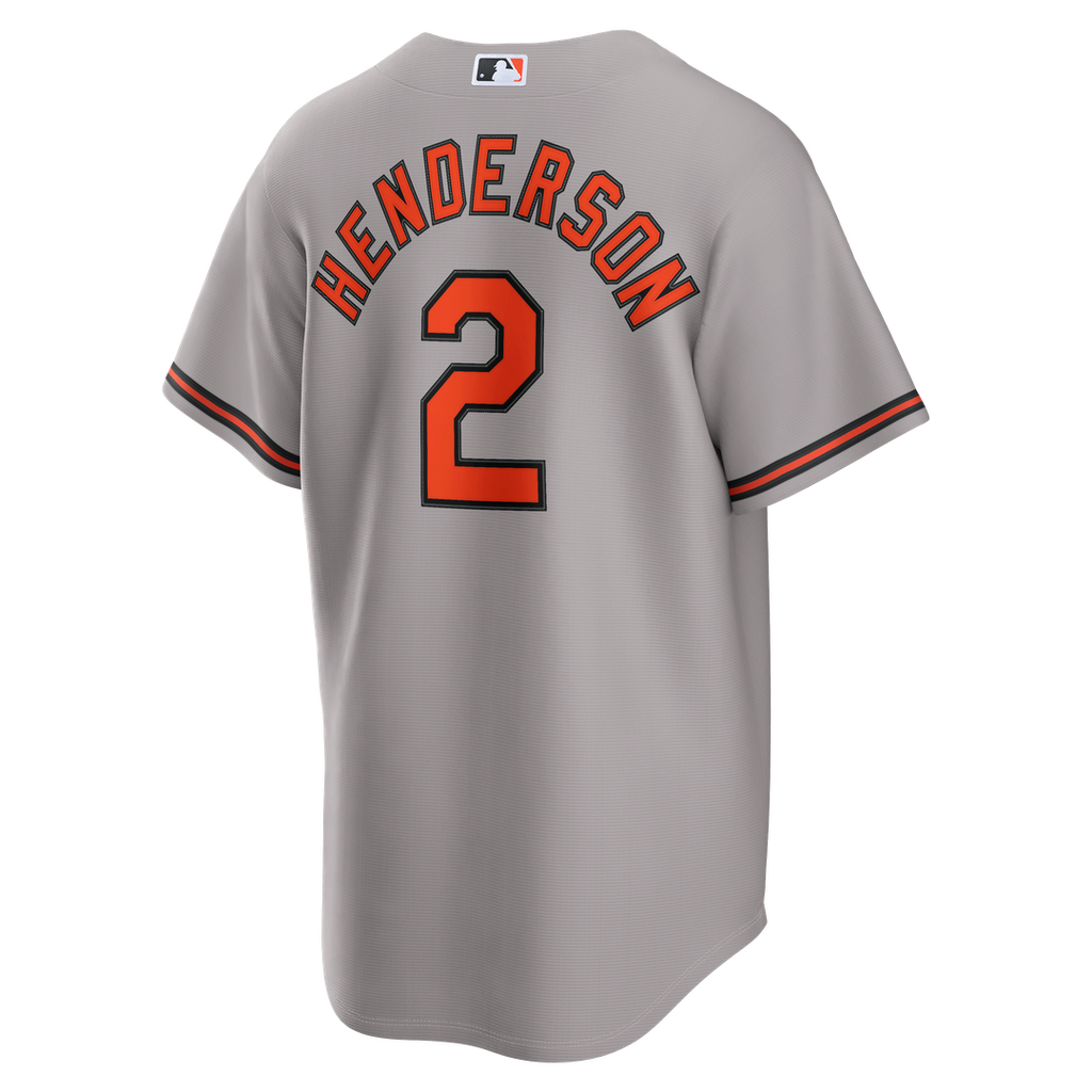 Gunnar Henderson Baltimore Orioles Nike Road Replica Jersey - Gray Official MLB Team Apparel Baseball Fan Gear