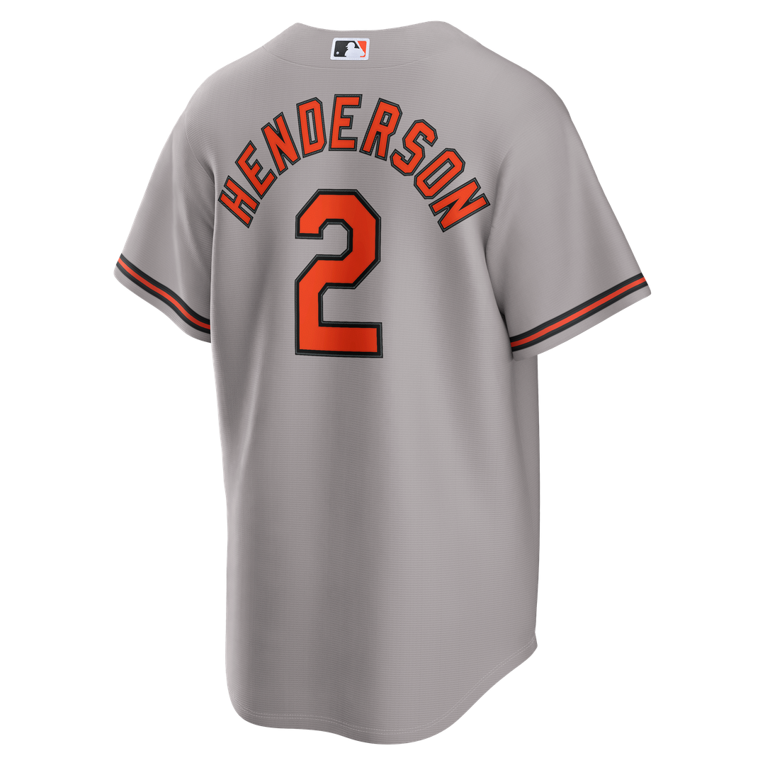 Gunnar Henderson Baltimore Orioles Nike Road Replica Jersey - Gray Official MLB Team Apparel Baseball Fan Gear
