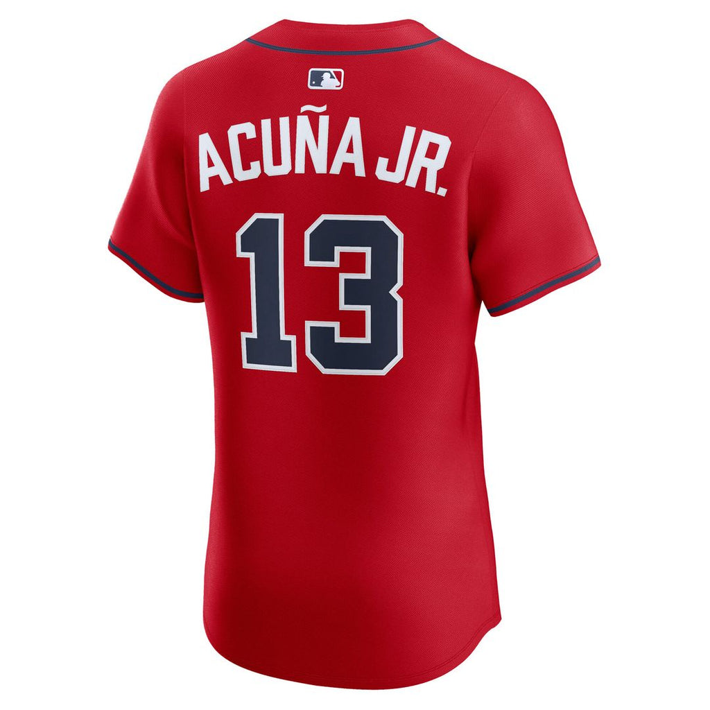 Ronald Acuña Jr. Atlanta Braves Nike Alternate 2 Elite Jersey - Red Official MLB Team Apparel Baseball Fan Gear