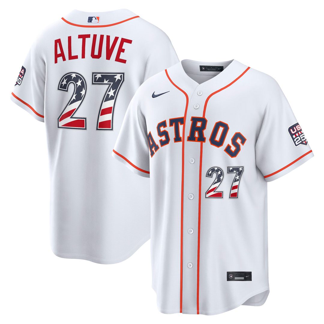 Jose Altuve Houston Astros Nike USA 250 Fourth of July Home Stadium Jersey - White Official MLB Team Apparel Baseball Fan Gear