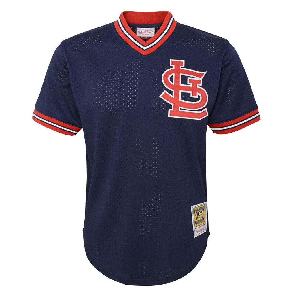Ozzie Smith St. Louis Cardinals Mitchell & Ness Youth Cooperstown Collection Mesh Batting Practice Jersey - Navy Official MLB Team Apparel Baseball Fa