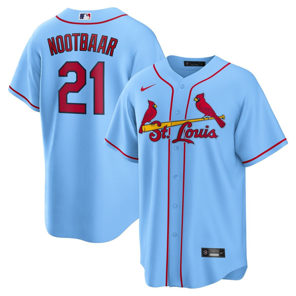 Lars Nootbaar St. Louis Cardinals Nike Alternate Replica Jersey - Light Blue Official MLB Team Apparel Baseball Fan Gear