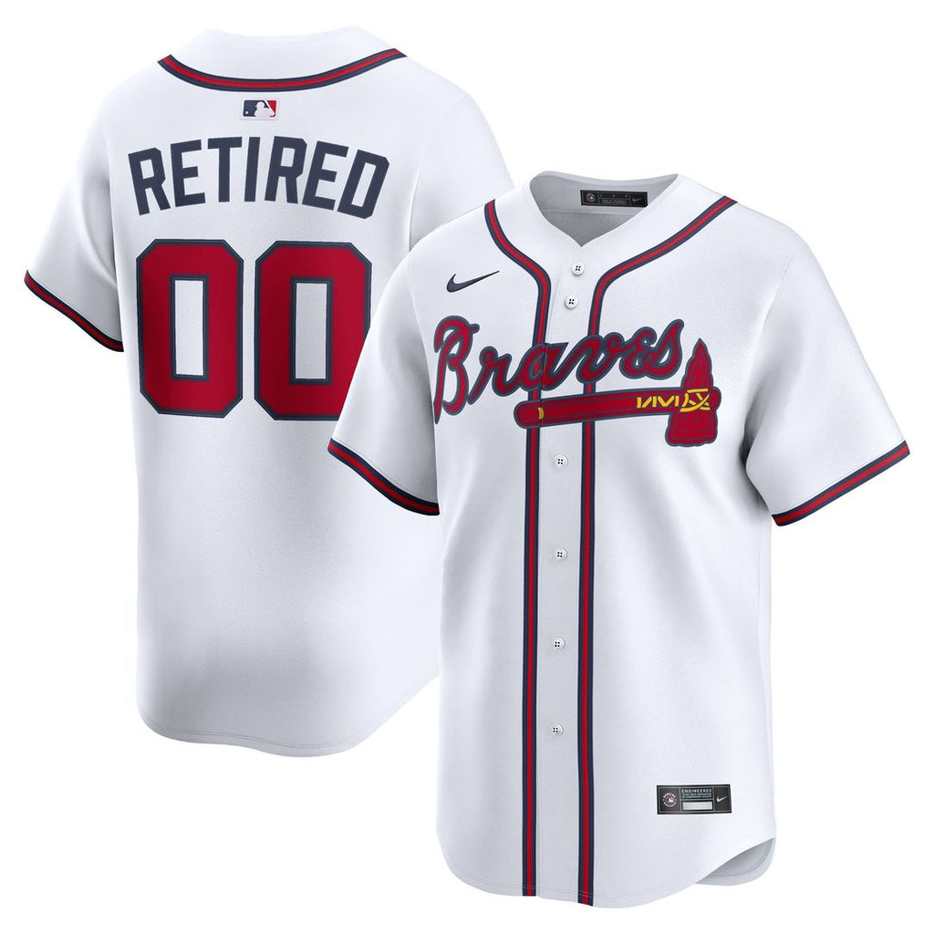 Atlanta Braves Nike Home Limited Pick-A-Player Retired Roster Jersey - White Official MLB Team Apparel Baseball Fan Gear