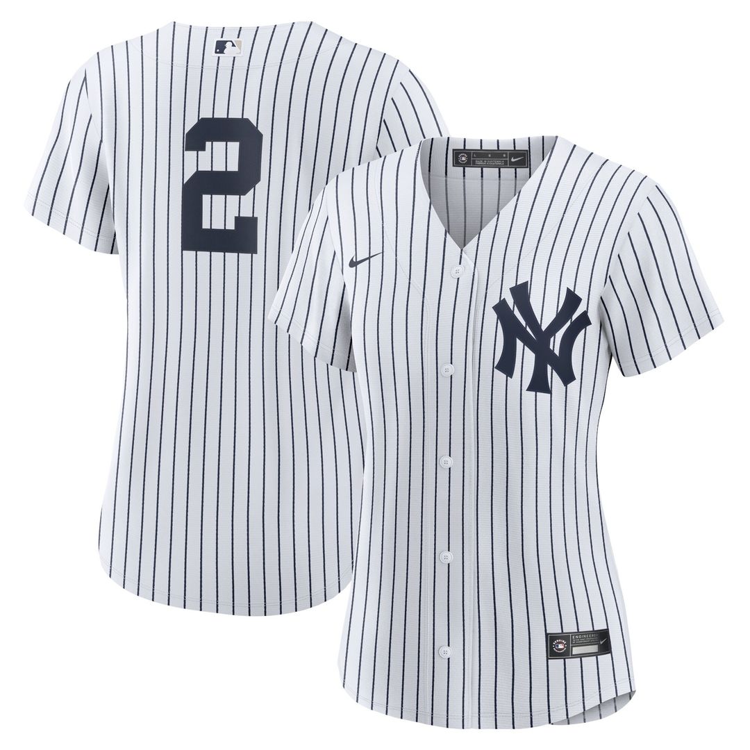 Derek Jeter New York Yankees Nike Women's Home Replica Player Jersey - White/Navy Official MLB Team Apparel Baseball Fan Gear