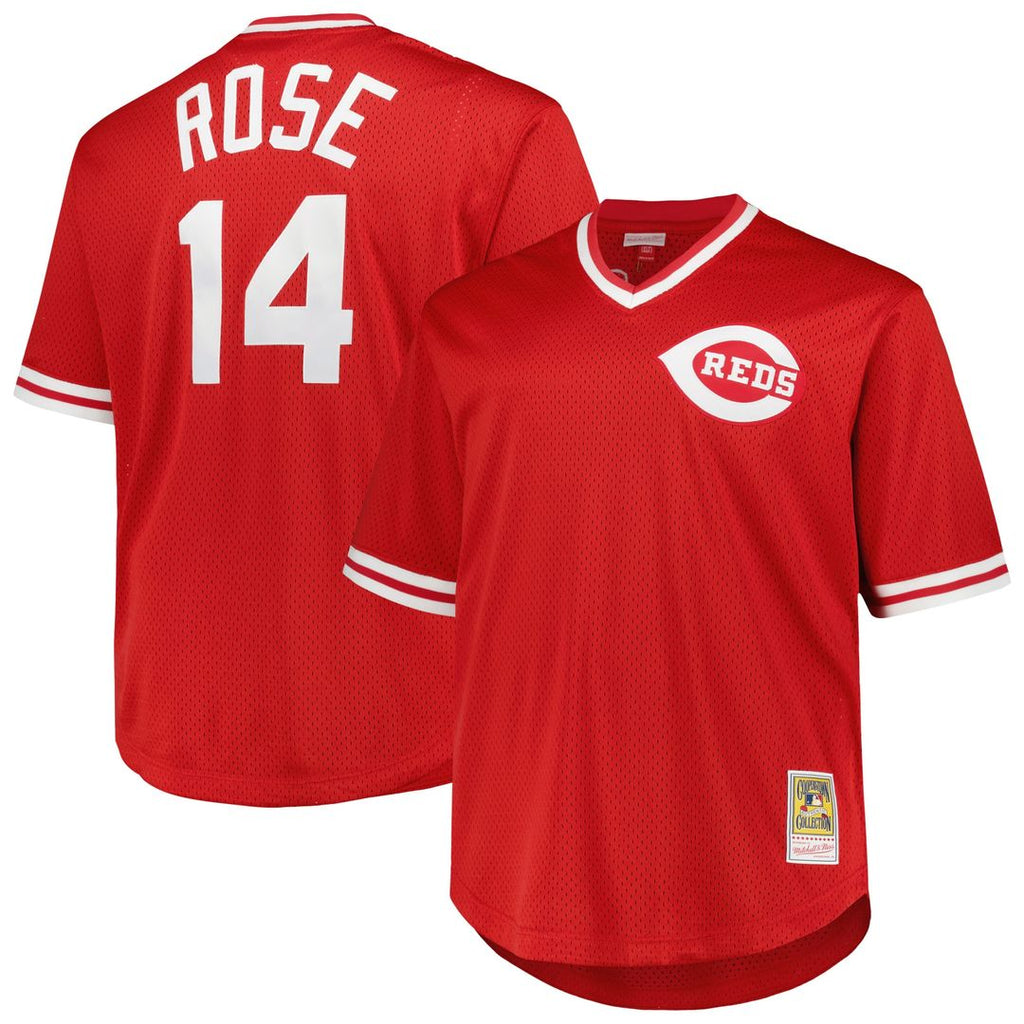 Pete Rose Cincinnati Reds Mitchell & Ness 1984 Cooperstown Collection Mesh Pullover Jersey - Red Official MLB Team Apparel Baseball Fan Gear