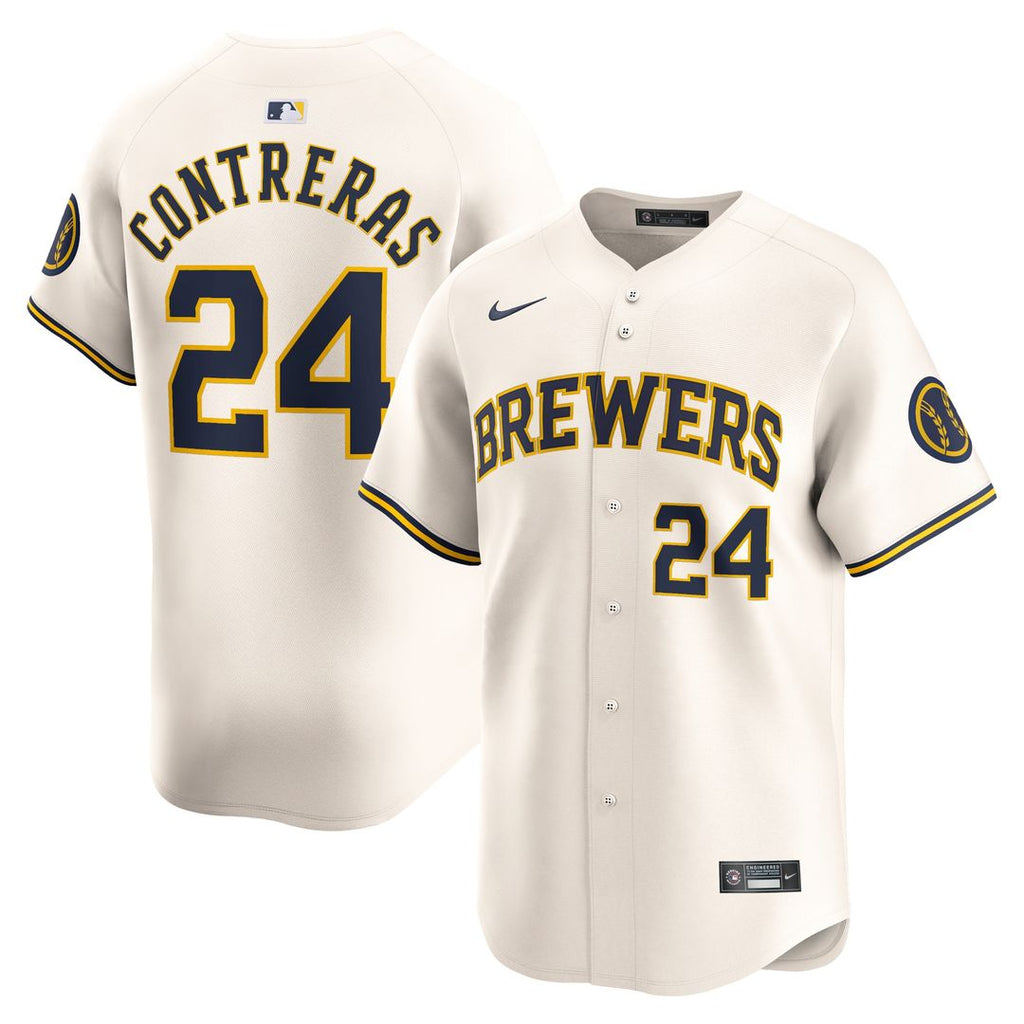 William Contreras Milwaukee Brewers Nike Home Limited Player Jersey - Cream Official MLB Team Apparel Baseball Fan Gear