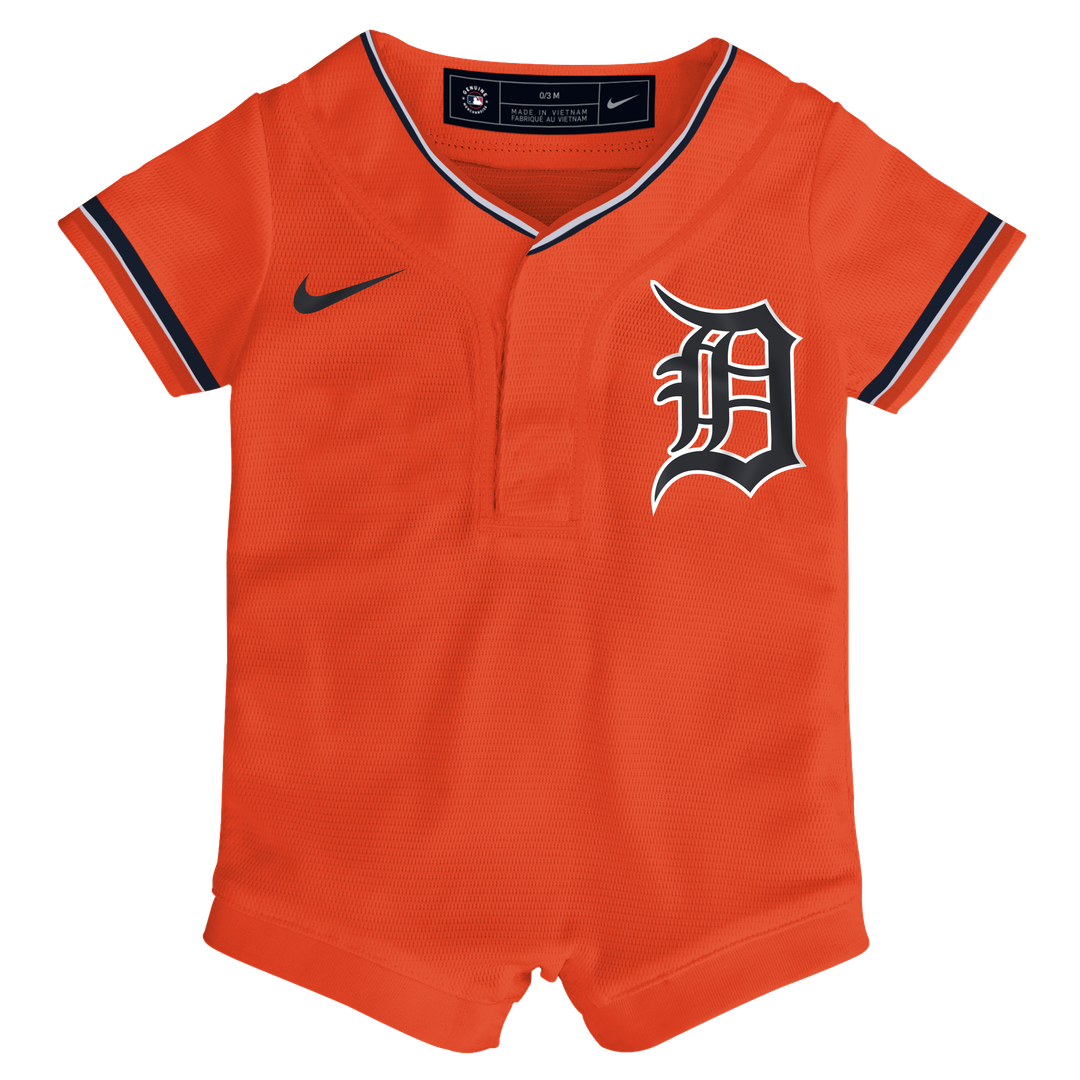 Detroit Tigers Nike Newborn Alternate Replica Romper Jersey - Orange Official MLB Team Apparel Baseball Fan Gear