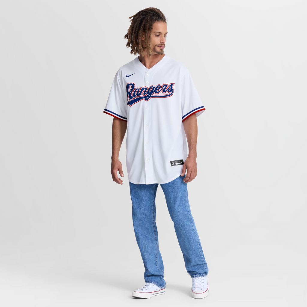 Jake Burger Texas Rangers Nike Home Replica Jersey - White Official MLB Team Apparel Baseball Fan Gear