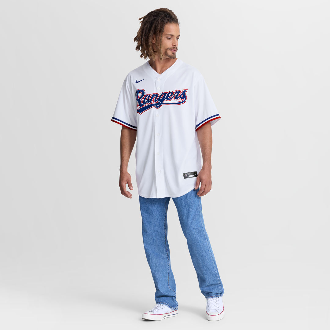 Jake Burger Texas Rangers Nike Home Replica Jersey - White Official MLB Team Apparel Baseball Fan Gear