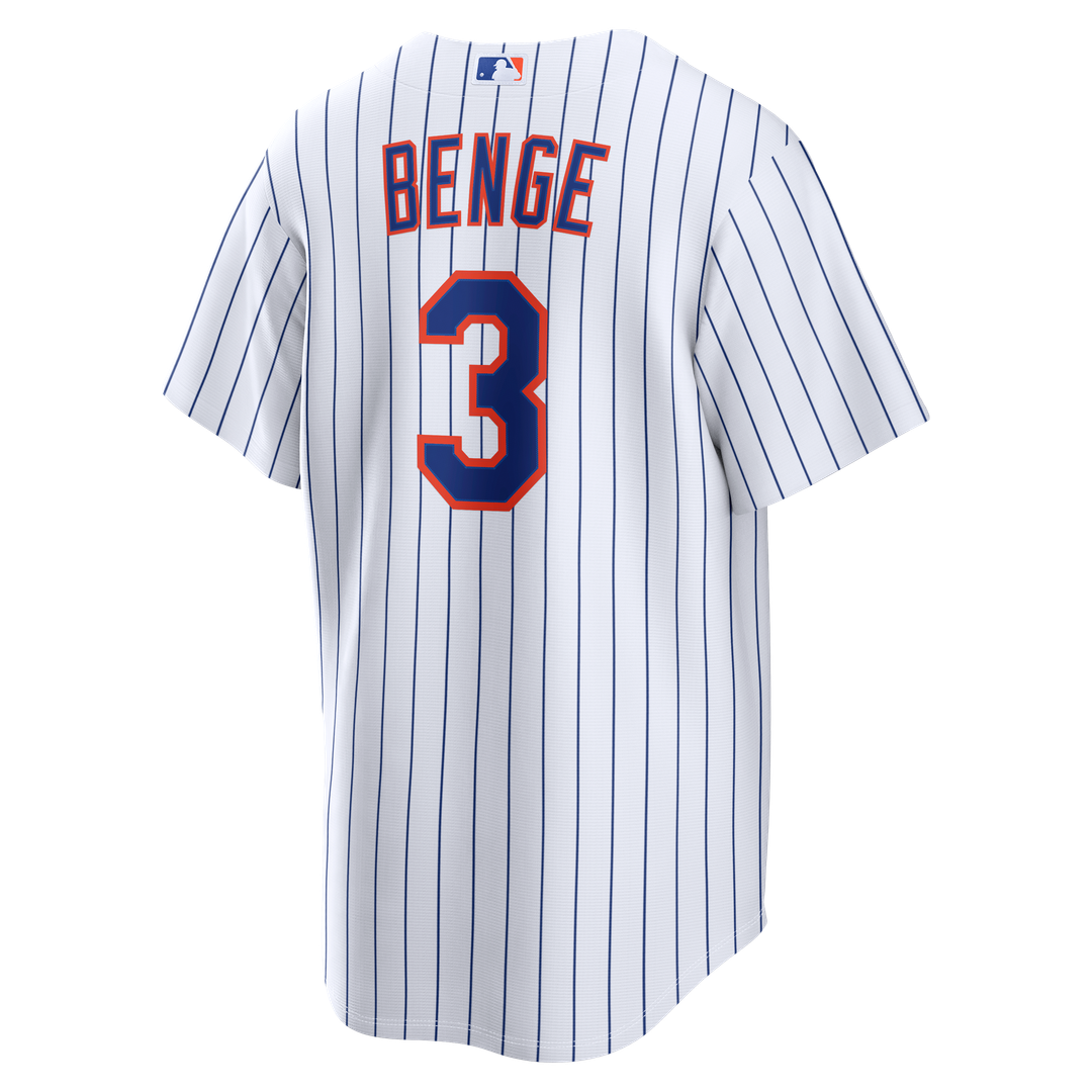 Carson Benge New York Mets Nike Home Replica Jersey - White Official MLB Team Apparel Baseball Fan Gear