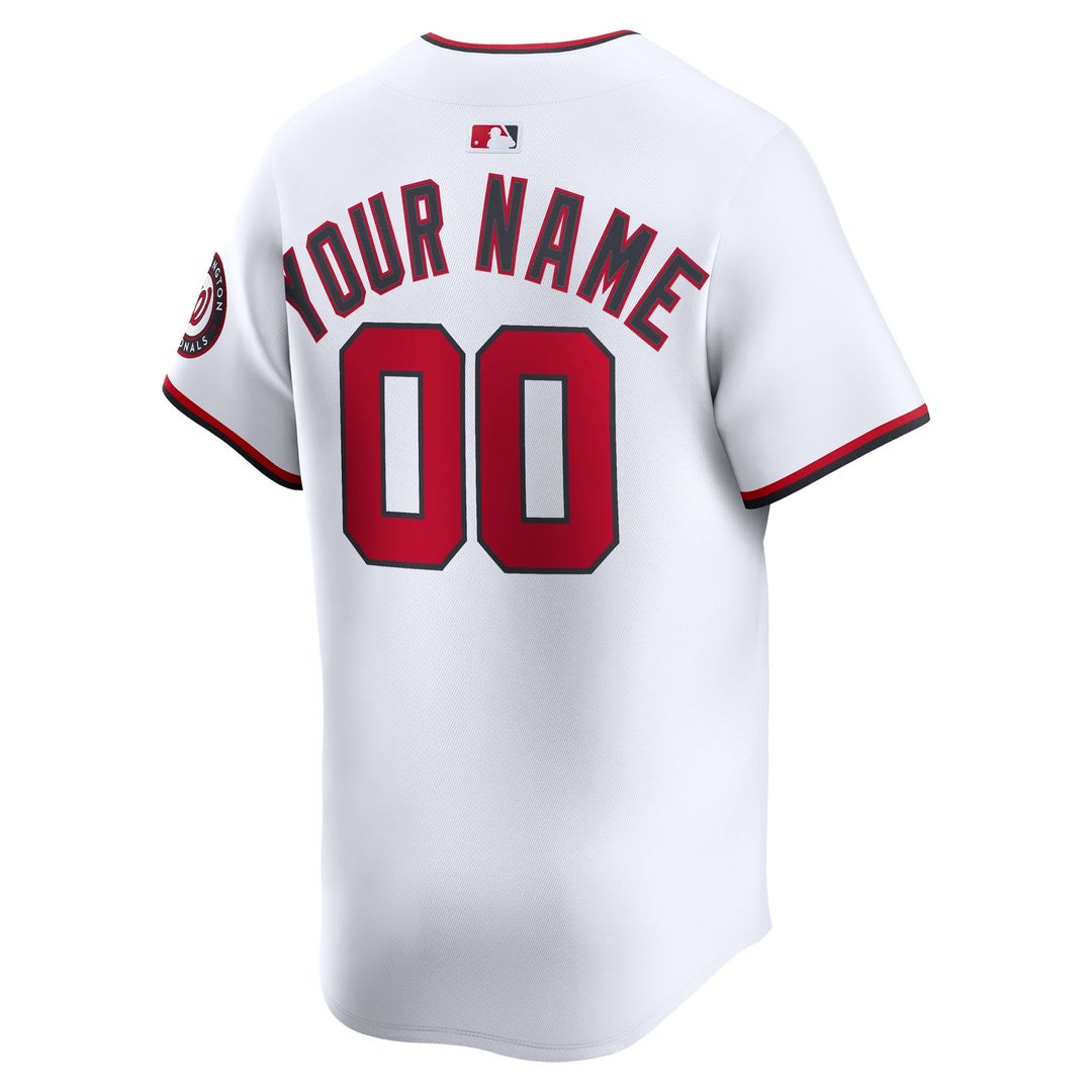 Washington Nationals Nike Home Limited Custom Jersey - White Official MLB Team Apparel Baseball Fan Gear