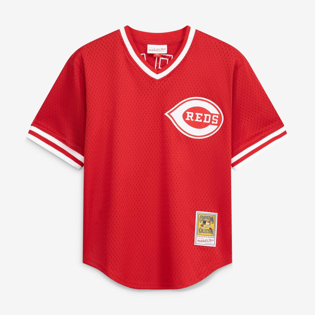 Barry Larkin Cincinnati Reds Mitchell & Ness Youth Cooperstown Collection Mesh Batting Practice Jersey - Red Official MLB Team Apparel Baseball Fan Ge