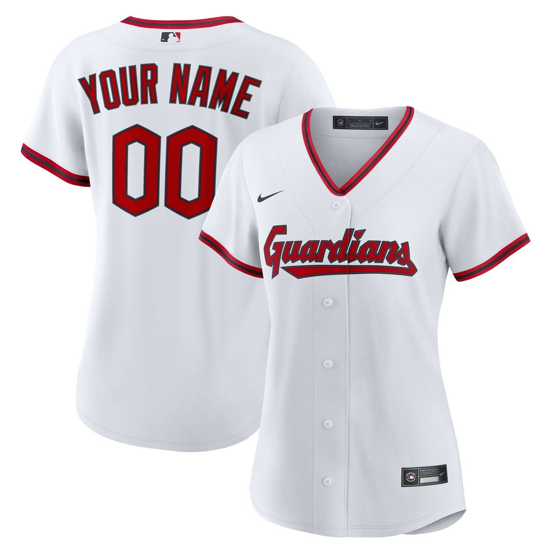 Cleveland Guardians Nike Women's Home Custom Replica 2.0 Jersey - White Official MLB Team Apparel Baseball Fan Gear