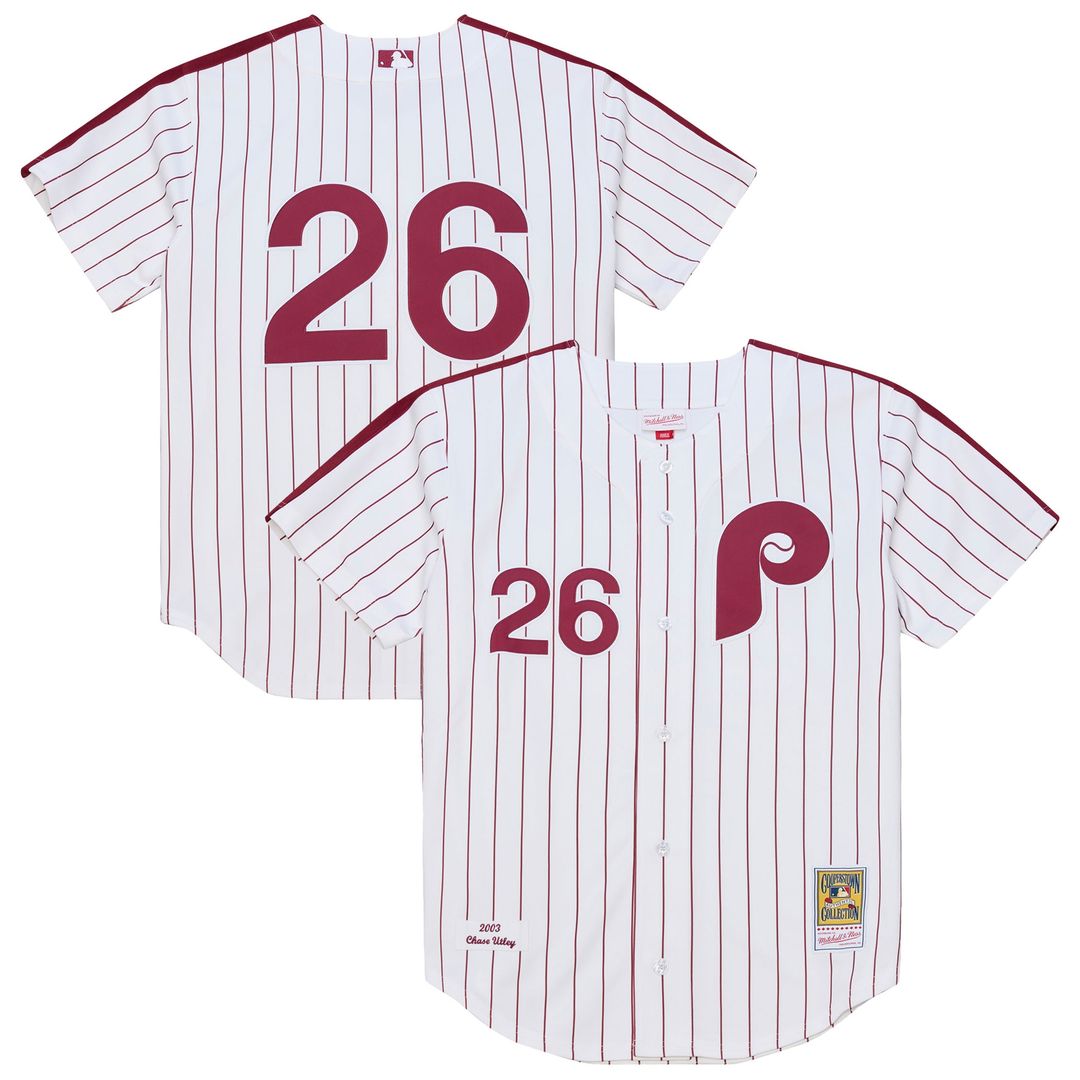 Chase Utley Philadelphia Phillies Mitchell & Ness 2003 Cooperstown Collection Authentic Jersey - White Official MLB Team Apparel Baseball Fan Gear