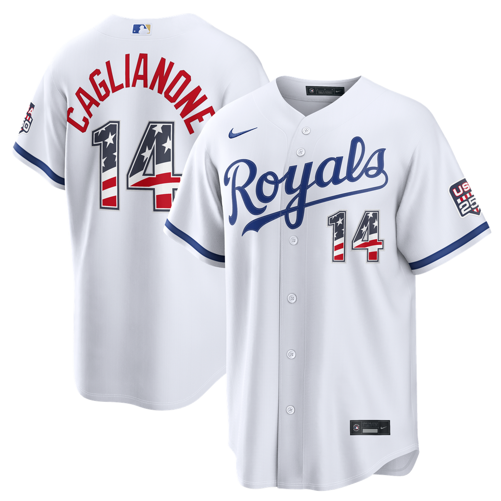 Jac Caglianone Kansas City Royals Nike USA 250 Fourth of July Home Stadium Jersey - White Official MLB Team Apparel Baseball Fan Gear