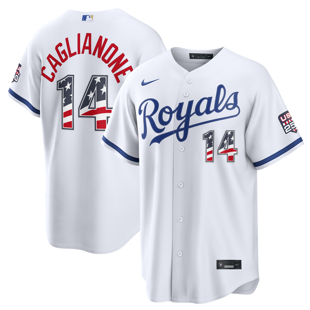 Jac Caglianone Kansas City Royals Nike USA 250 Fourth of July Home Stadium Jersey - White Official MLB Team Apparel Baseball Fan Gear