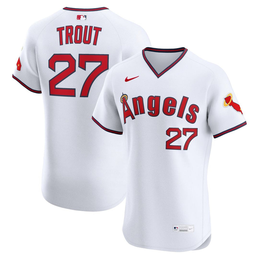 Mike Trout Los Angeles Angels Nike Alternate 2 Elite Jersey - White Official MLB Team Apparel Baseball Fan Gear