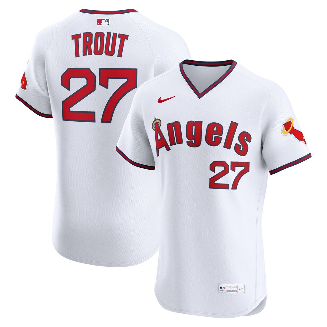 Mike Trout Los Angeles Angels Nike Alternate 2 Elite Jersey - White Official MLB Team Apparel Baseball Fan Gear