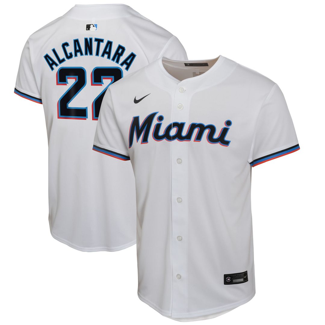 Sandy Alcantara Miami Marlins Nike Youth Home Game Player Jersey - White Official MLB Team Apparel Baseball Fan Gear
