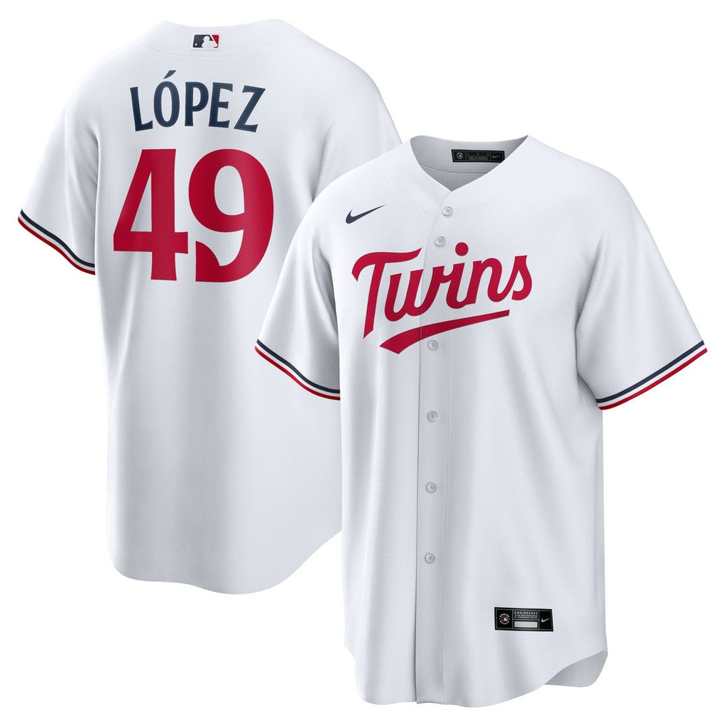 Pablo López Minnesota Twins Nike Home Replica Player Jersey - White Official MLB Team Apparel Baseball Fan Gear