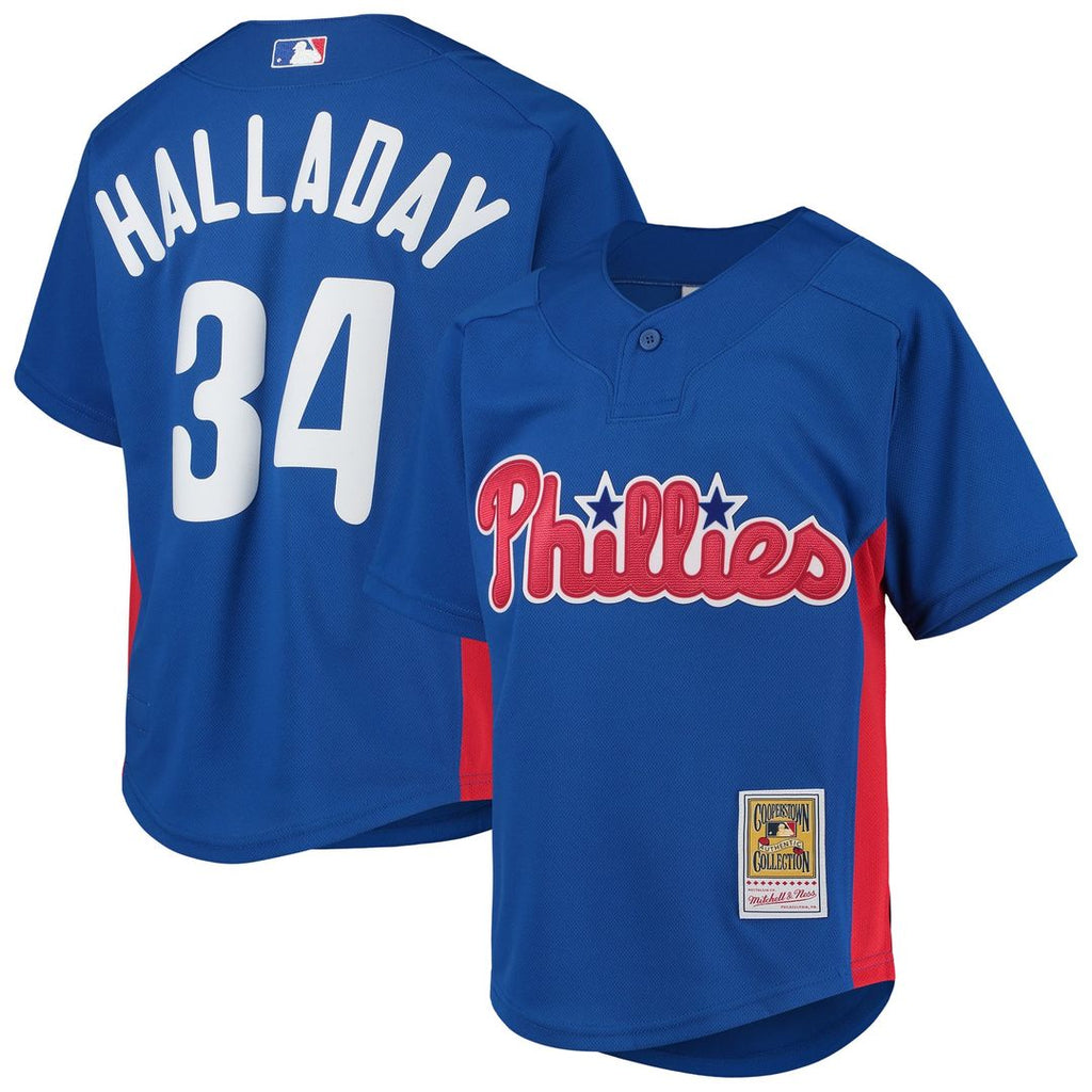 Roy Halladay Philadelphia Phillies Mitchell & Ness Youth Cooperstown Collection Mesh Batting Practice Jersey - Royal Official MLB Team Apparel Basebal