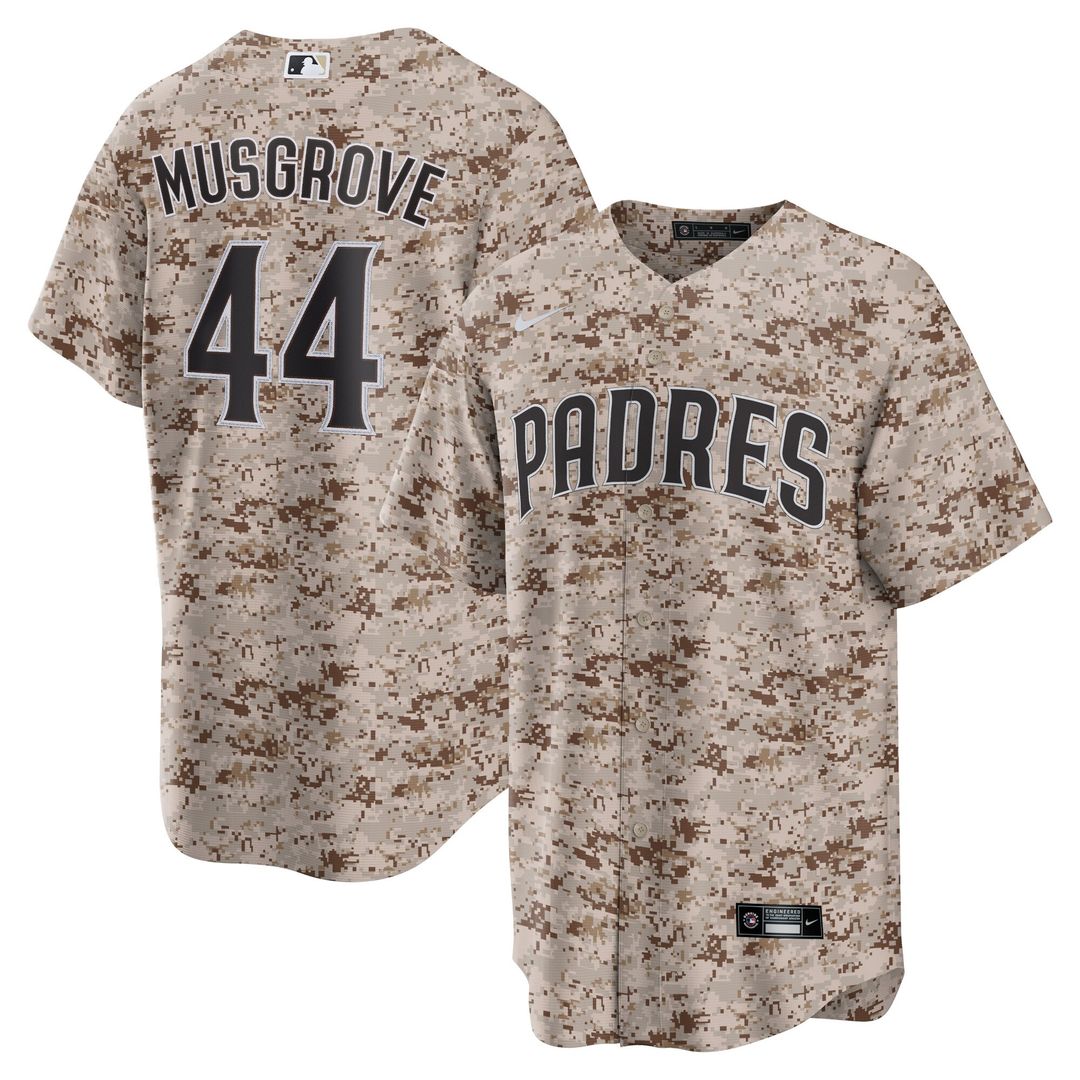 Joe Musgrove San Diego Padres Nike USMC Alternate Replica Player Jersey - Camo Official MLB Team Apparel Baseball Fan Gear