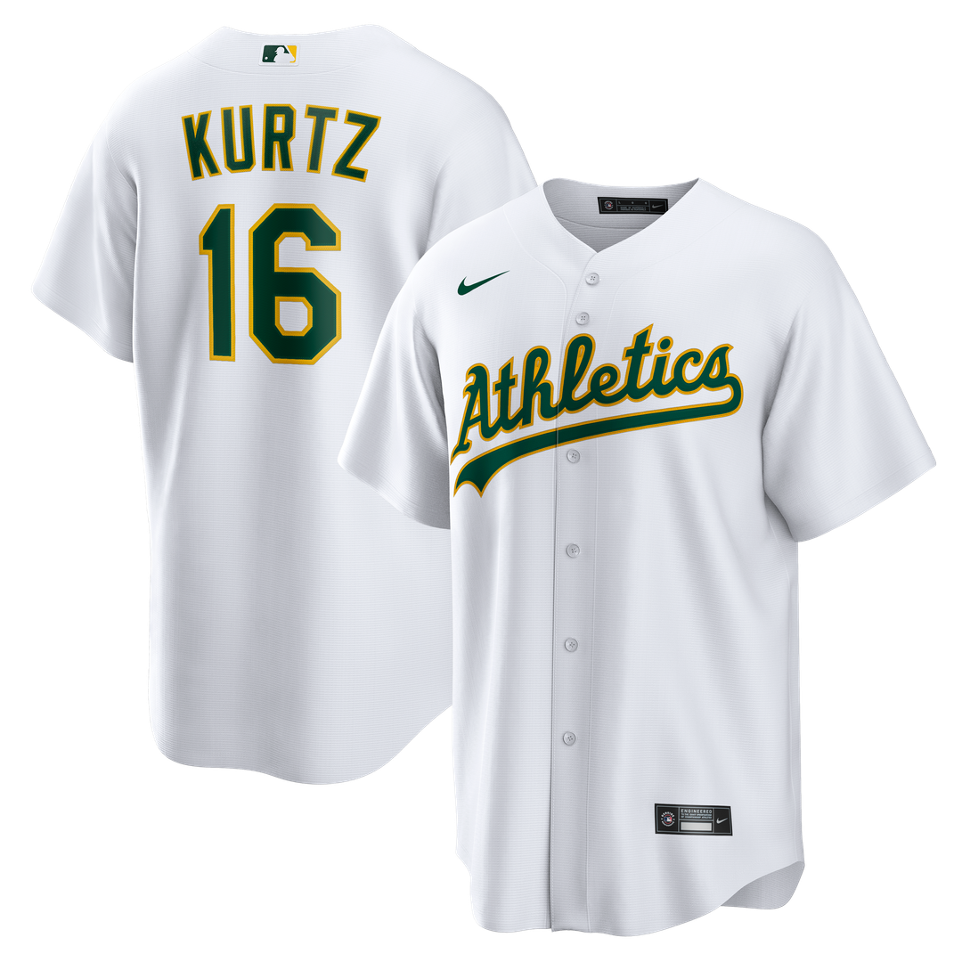 Nick Kurtz Athletics Nike Home Replica Jersey - White Official MLB Team Apparel Baseball Fan Gear