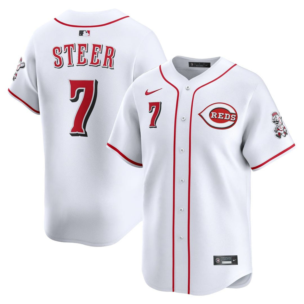 Spencer Steer Cincinnati Reds Nike Home Limited Player Jersey - White Official MLB Team Apparel Baseball Fan Gear
