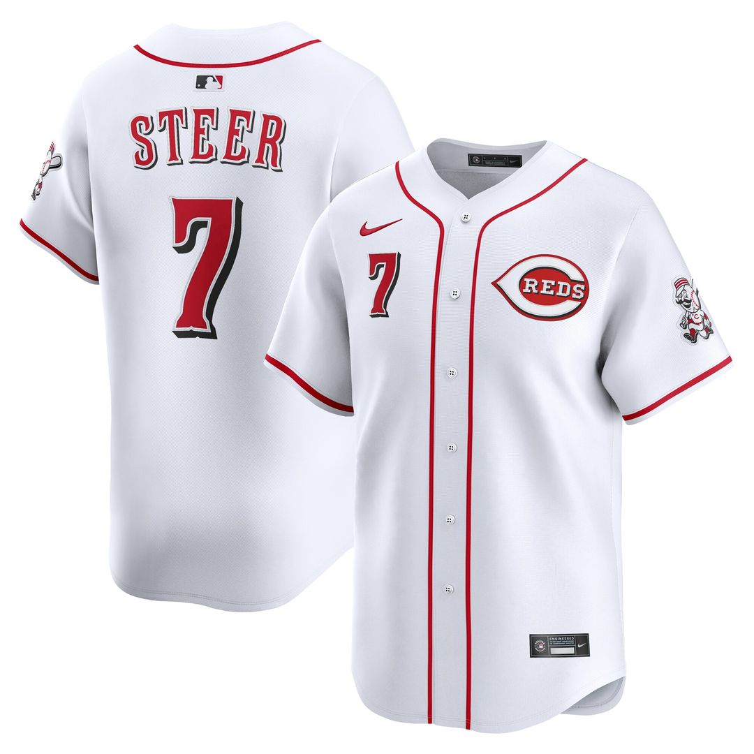Spencer Steer Cincinnati Reds Nike Home Limited Player Jersey - White Official MLB Team Apparel Baseball Fan Gear