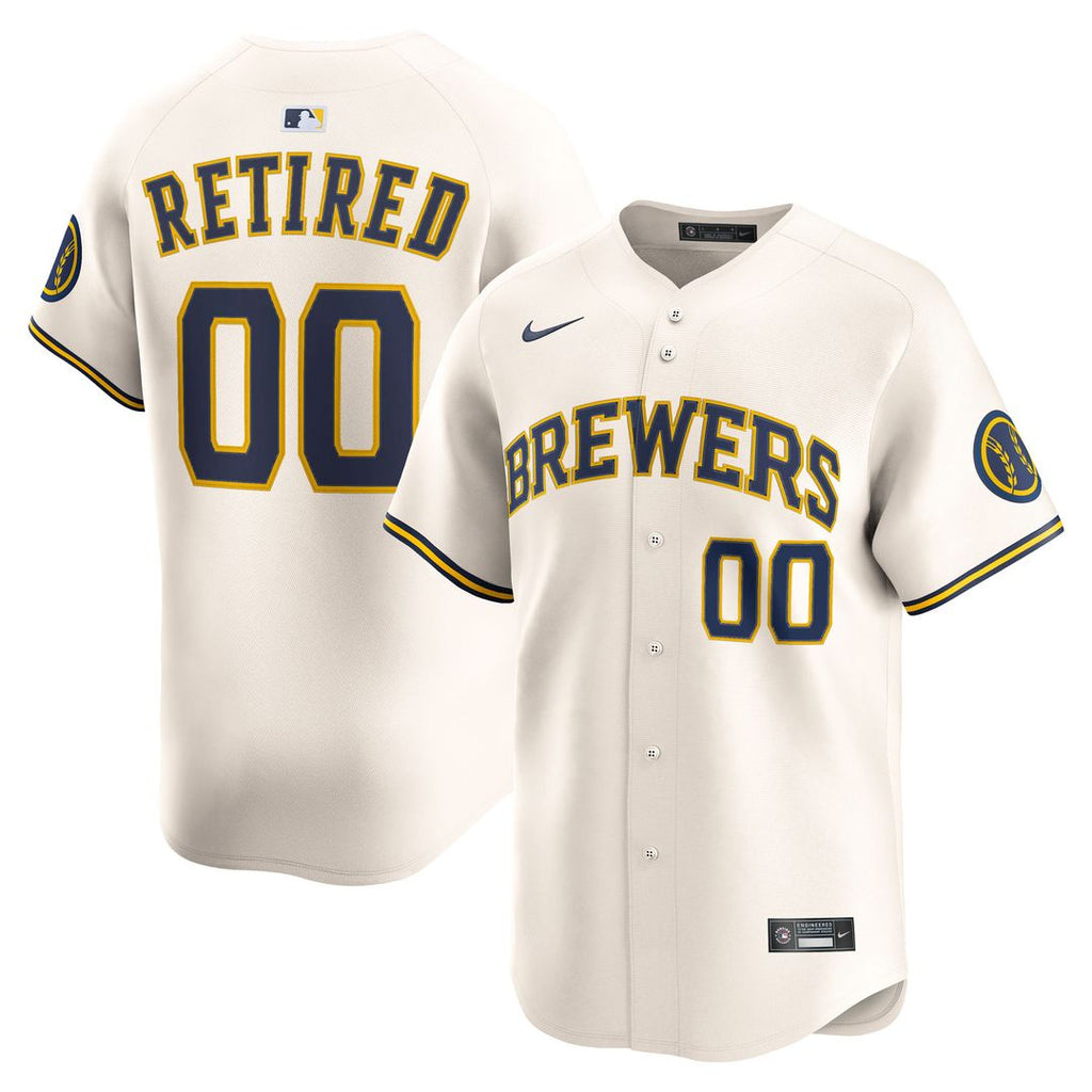 Milwaukee Brewers Nike Home Limited Pick-A-Player Retired Roster Jersey - Cream Official MLB Team Apparel Baseball Fan Gear