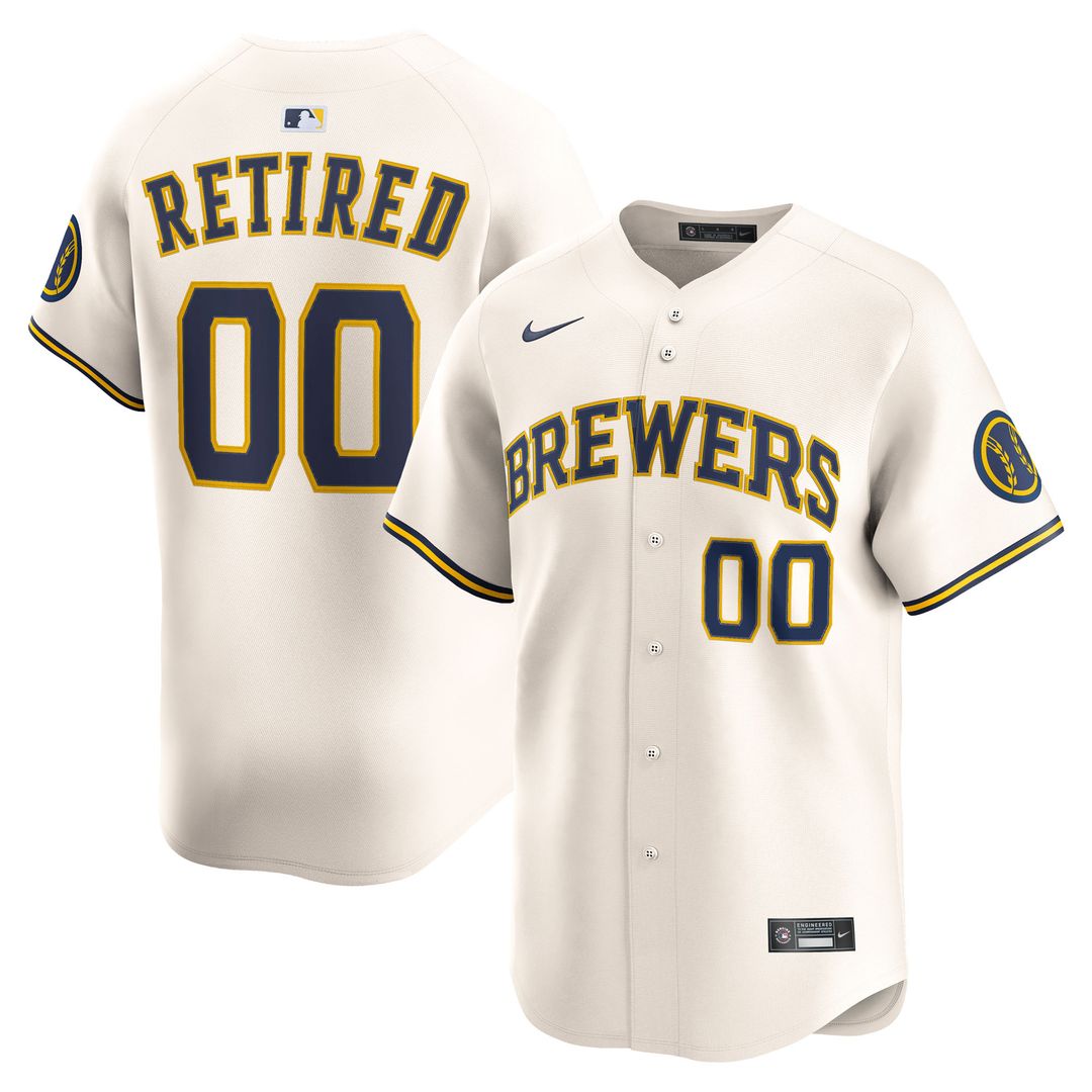 Milwaukee Brewers Nike Home Limited Pick-A-Player Retired Roster Jersey - Cream Official MLB Team Apparel Baseball Fan Gear