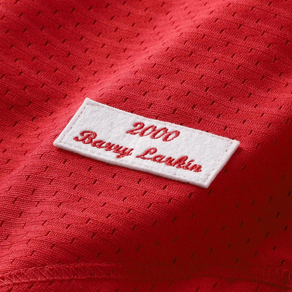 Barry Larkin Cincinnati Reds Mitchell & Ness Cooperstown Collection Mesh Batting Practice Button-Up Jersey - Black Official MLB Team Apparel Baseball
