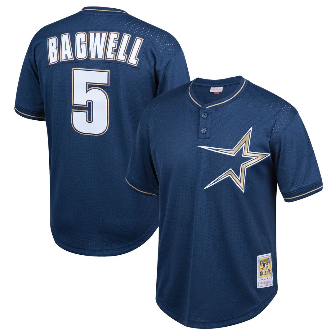 Jeff Bagwell Houston Astros Mitchell & Ness Youth Cooperstown Collection Mesh Batting Practice Jersey - Navy Official MLB Team Apparel Baseball Fan Ge